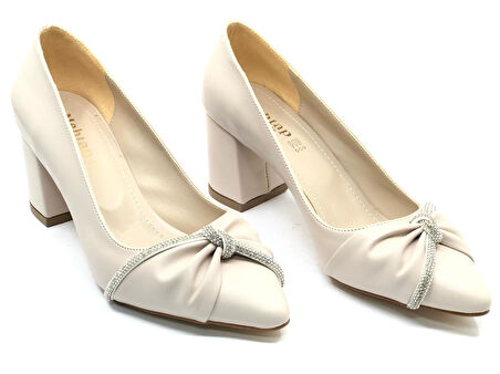 Mehtap Düğüm Taş Detaylı 6 cm Topuklu Kadın Klasik Ayakkabı