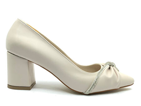 Mehtap Düğüm Taş Detaylı 6 cm Topuklu Kadın Klasik Ayakkabı