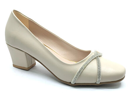 Mehtap Şerit Detaylı Topuklu Kadın Klasik Ayakkabı