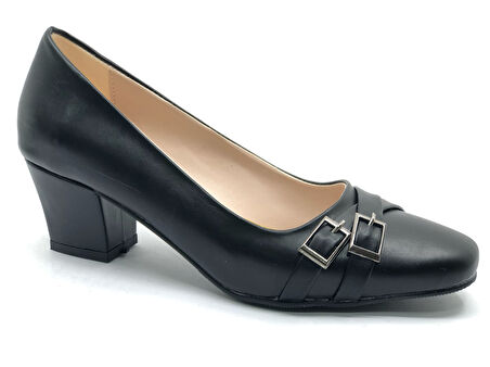 Mehtap Çift Toka Detaylı Topuklu Kadın Klasik Ayakkabı