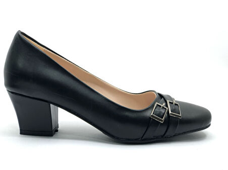 Mehtap Çift Toka Detaylı Topuklu Kadın Klasik Ayakkabı