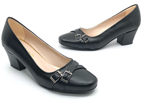 Mehtap Çift Toka Detaylı Topuklu Kadın Klasik Ayakkabı