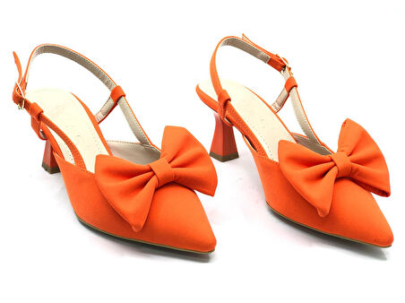 Feles Kurdela Detaylı Arkası Açık Stiletto Kadın Topuklu Ayakkabı