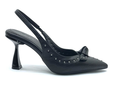 Feles Zımba Kurdela Detaylı Arkası Açık Stiletto Kadın Topuklu Ayakkabı