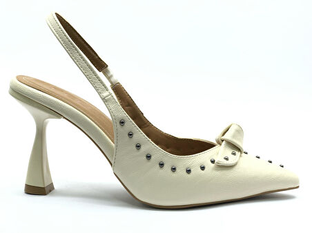 Feles Zımba Kurdela Detaylı Arkası Açık Stiletto Kadın Topuklu Ayakkabı