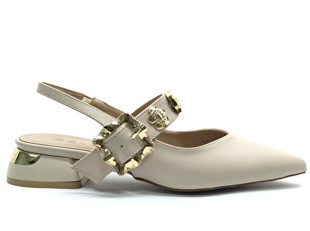 Feles Taş Toka Detaylı Arkası Açık Kadın Babet Ayakkabı