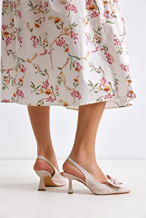 Feles Kurdela Detaylı Arkası Açık Stiletto Kadın Topuklu Ayakkabı