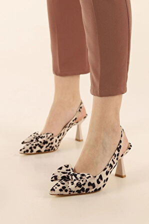 Feles Kurdela Detaylı Arkası Açık Stiletto Kadın Topuklu Ayakkabı