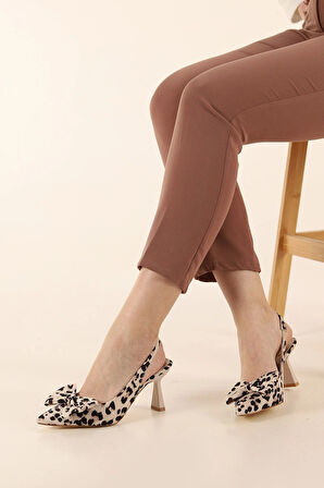 Feles Kurdela Detaylı Arkası Açık Stiletto Kadın Topuklu Ayakkabı