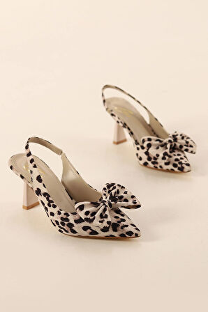 Feles Kurdela Detaylı Arkası Açık Stiletto Kadın Topuklu Ayakkabı