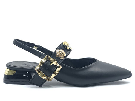 Feles Taş Toka Detaylı Arkası Açık Kadın Babet Ayakkabı