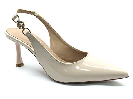 Feles Yan Toka Detaylı Arkası Açık Stiletto Kadın Topuklu Ayakkabı