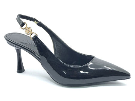 Feles Yan Toka Detaylı Arkası Açık Stiletto Kadın Topuklu Ayakkabı