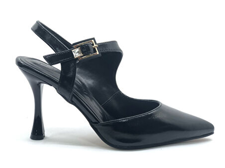 Feles Matiko Toka Detaylı Arkası Açık Stiletto Kadın Topuklu Ayakkabı