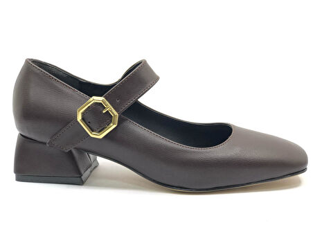 Feles Pars Jane Küt Burunlu Kadın Kısa Topuklu Kadın Babet Ayakkabı