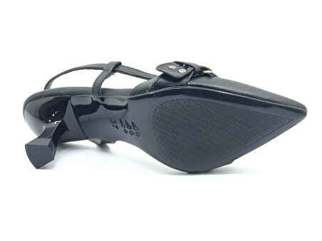 Feles Zımba Toka Detaylı Arkası Açık Stiletto Kadın Topuklu Ayakkabı