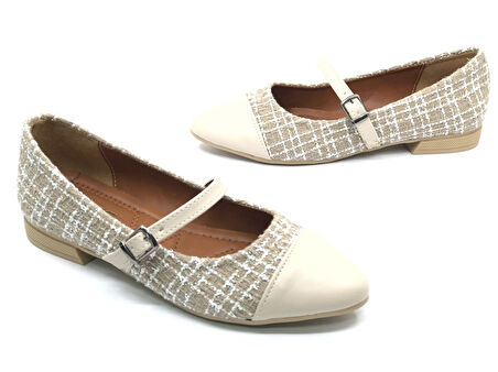 Feles Hasır Detaylı Kadın Babet Ayakkabı