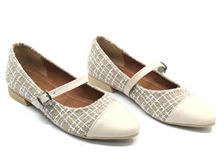 Feles Hasır Detaylı Kadın Babet Ayakkabı