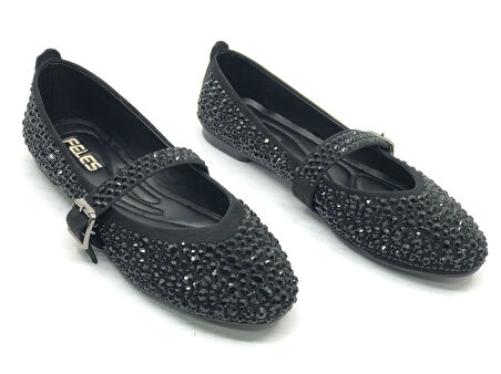 Feles Taş Detaylı Kadın Babet Ayakkabı