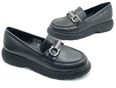 Ayakdaş 3755 Kalın Taban Kadın Loafer Hakiki Deri Babet Ayakkabı