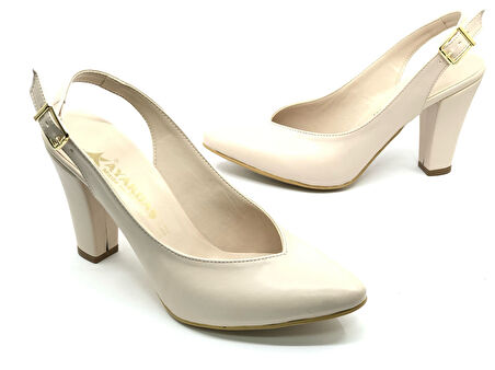 Ayakdaş V Dekolteli Arkası Açık Kadın Topuklu Ayakkabı