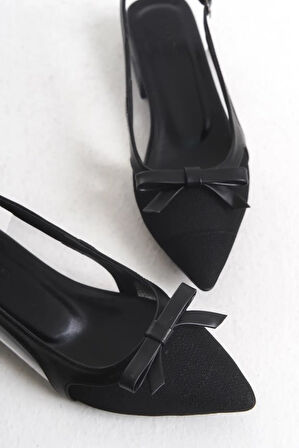 Feles Fiyonk Dantel Detaylı Arkası Açık Kadın Babet Ayakkabı