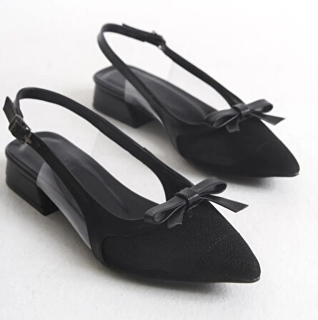 Feles Fiyonk Dantel Detaylı Arkası Açık Kadın Babet Ayakkabı