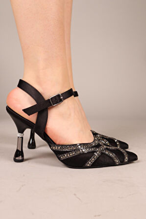 Feles Dantel Taşlı Topuklu Kadın Abiye Ayakkabı