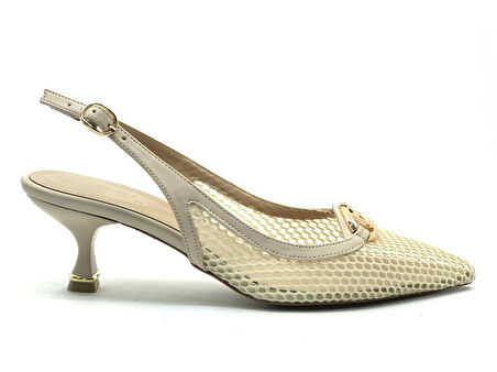 Feles Dantel Detaylı Arkası Açık Stiletto Kadın Topuklu Ayakkabı