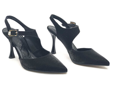 Feles Okitam Toka Detaylı Arkası Açık Stiletto Kadın Topuklu Ayakkabı