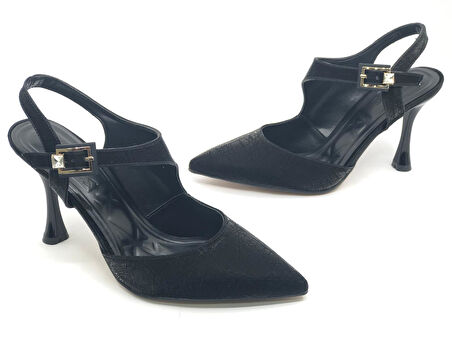 Feles Okitam Toka Detaylı Arkası Açık Stiletto Kadın Topuklu Ayakkabı