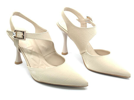 Feles Okitam Toka Detaylı Arkası Açık Stiletto Kadın Topuklu Ayakkabı