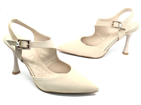 Feles Okitam Toka Detaylı Arkası Açık Stiletto Kadın Topuklu Ayakkabı