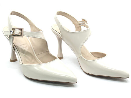 Feles Matiko Toka Detaylı Arkası Açık Stiletto Kadın Topuklu Ayakkabı