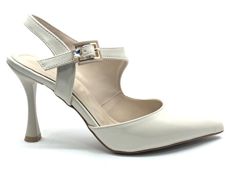 Feles Matiko Toka Detaylı Arkası Açık Stiletto Kadın Topuklu Ayakkabı