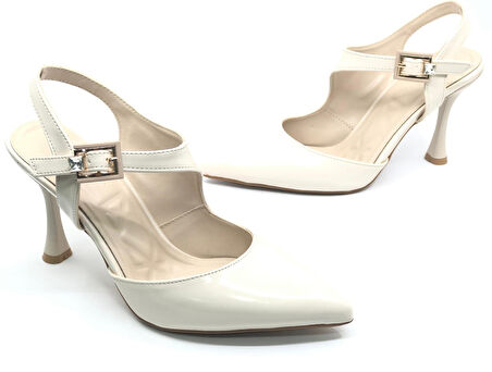 Feles Matiko Toka Detaylı Arkası Açık Stiletto Kadın Topuklu Ayakkabı