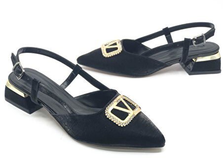 Feles V Toka Detaylı Arkası Açık Kadın Babet Ayakkabı