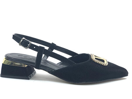 Feles V Toka Detaylı Arkası Açık Kadın Babet Ayakkabı