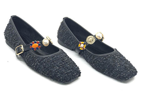 Feles İnci Toka Detaylı Kadın Babet Ayakkabı