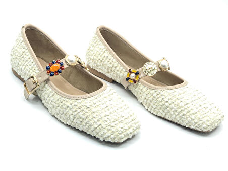 Feles İnci Toka Detaylı Kadın Babet Ayakkabı