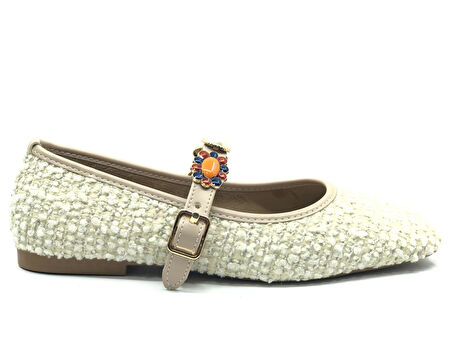 Feles İnci Toka Detaylı Kadın Babet Ayakkabı