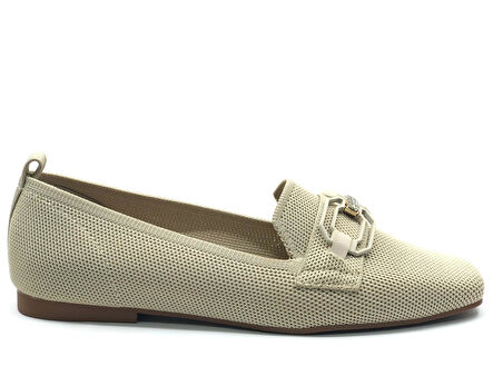 Feles Triko Toka Detaylı Küt Burun Kadın Babet Ayakkabı