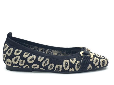 Feles Leopar Triko Küt Burun Kadın Babet Ayakkabı