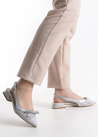 Feles Fiyonk Dantel Detaylı Arkası Açık Kadın Babet Ayakkabı