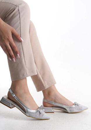 Feles Fiyonk Dantel Detaylı Arkası Açık Kadın Babet Ayakkabı