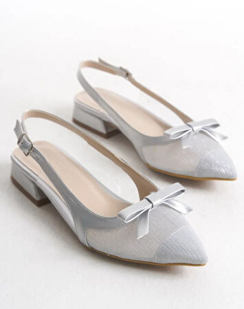 Feles Fiyonk Dantel Detaylı Arkası Açık Kadın Babet Ayakkabı