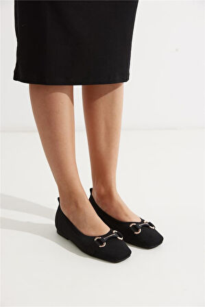 Feles Triko Toka Küt Burun Kadın Babet Ayakkabı