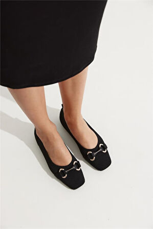 Feles Triko Toka Küt Burun Kadın Babet Ayakkabı