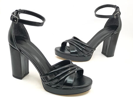 Feles Platform Çapraz Bant Topuklu Kadın Abiye Ayakkabı