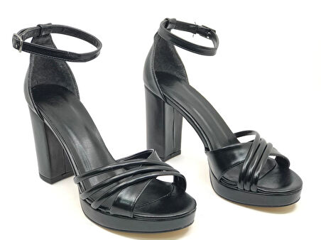 Feles Platform Çapraz Bant Topuklu Kadın Abiye Ayakkabı